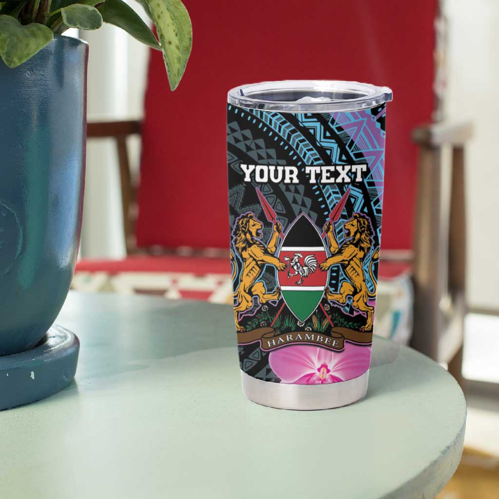 Personalised Kenya Lilac Breasted Roller Tumbler Cup Orchid Flower - African Pattern LT15