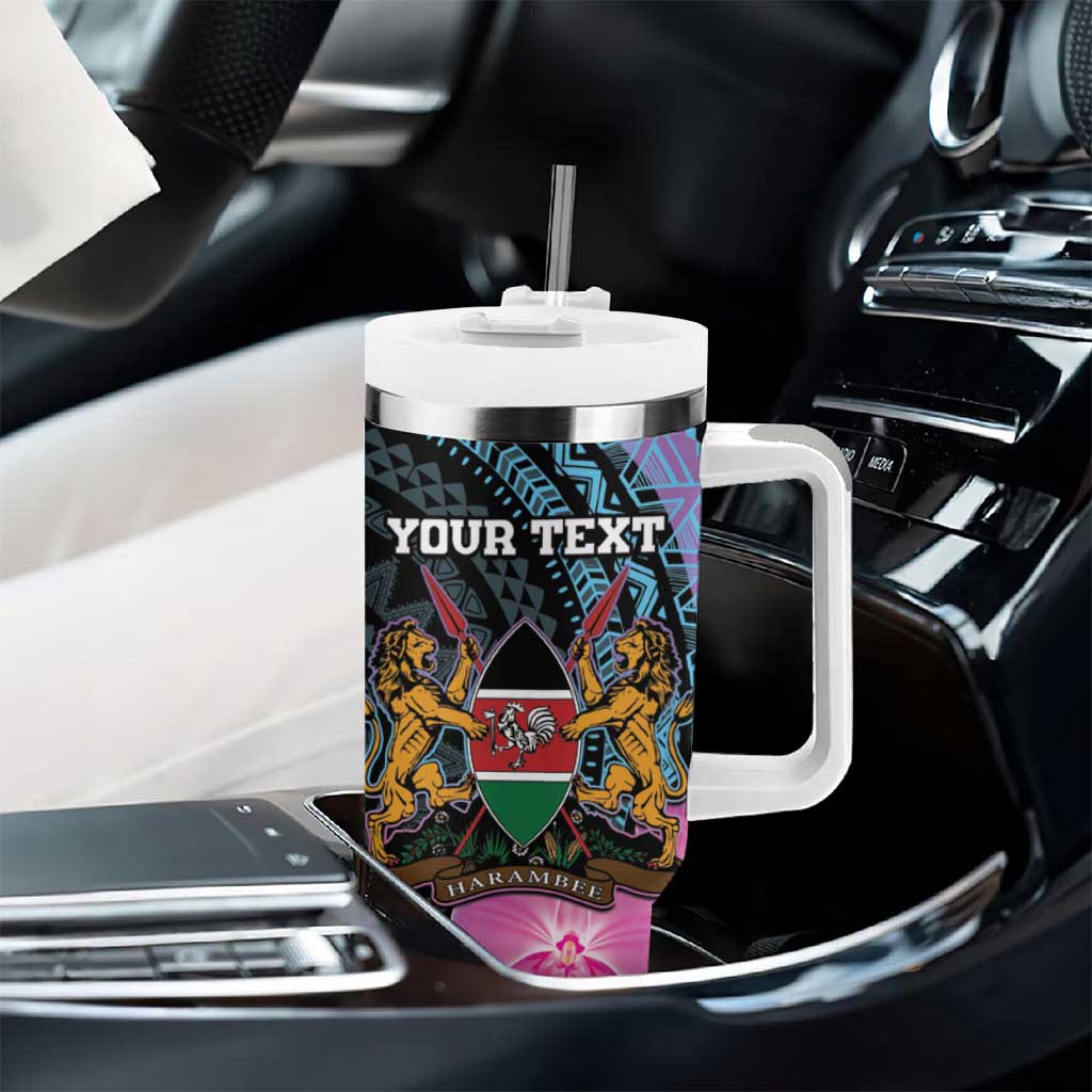 Personalised Kenya Lilac Breasted Roller Tumbler With Handle Orchid Flower - African Pattern LT15