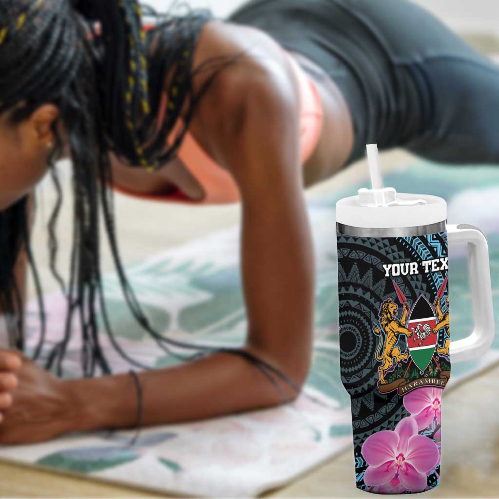 Personalised Kenya Lilac Breasted Roller Tumbler With Handle Orchid Flower - African Pattern LT15
