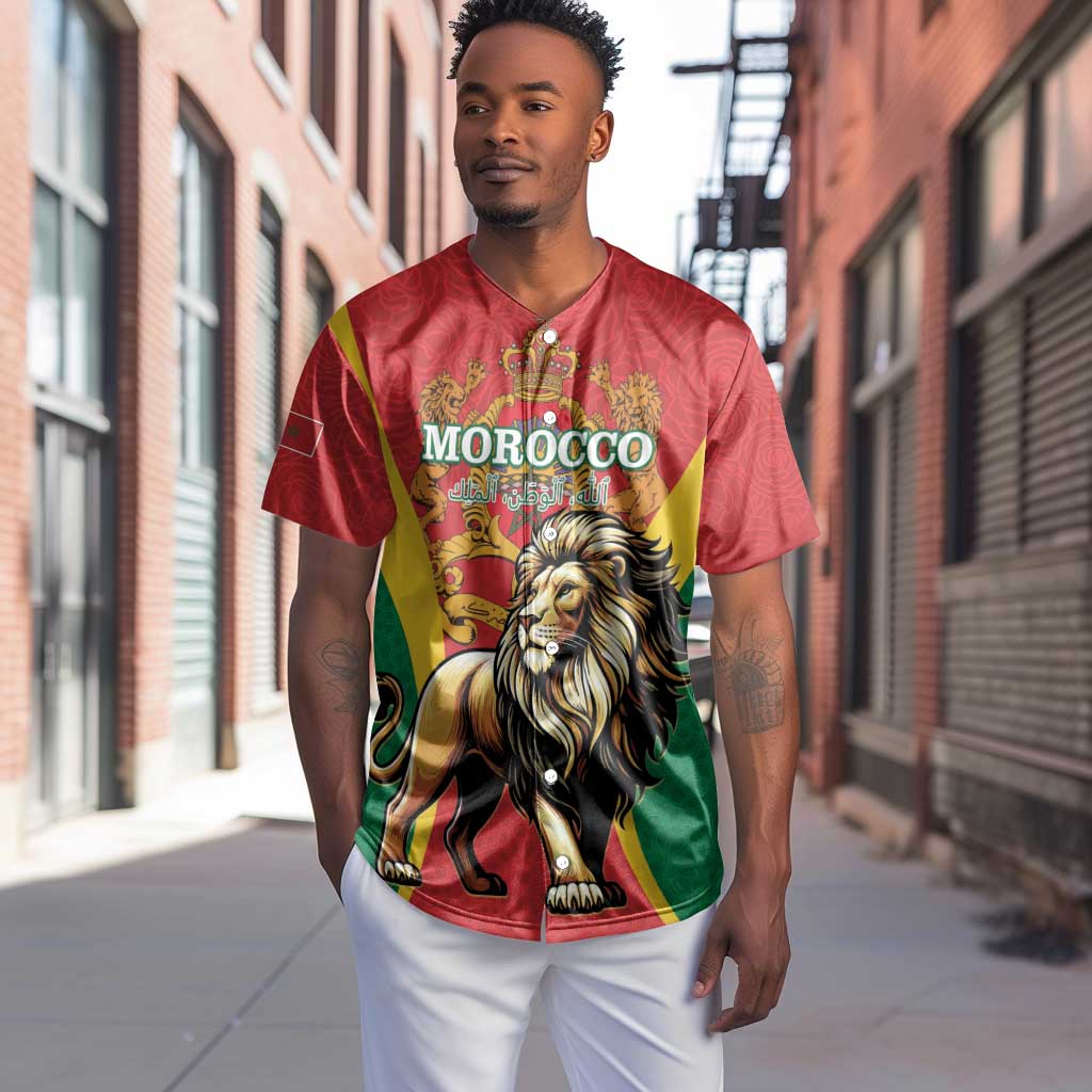 Personalised Morocco Baseball Jersey Barbary Lion - Proclamation Day LT15