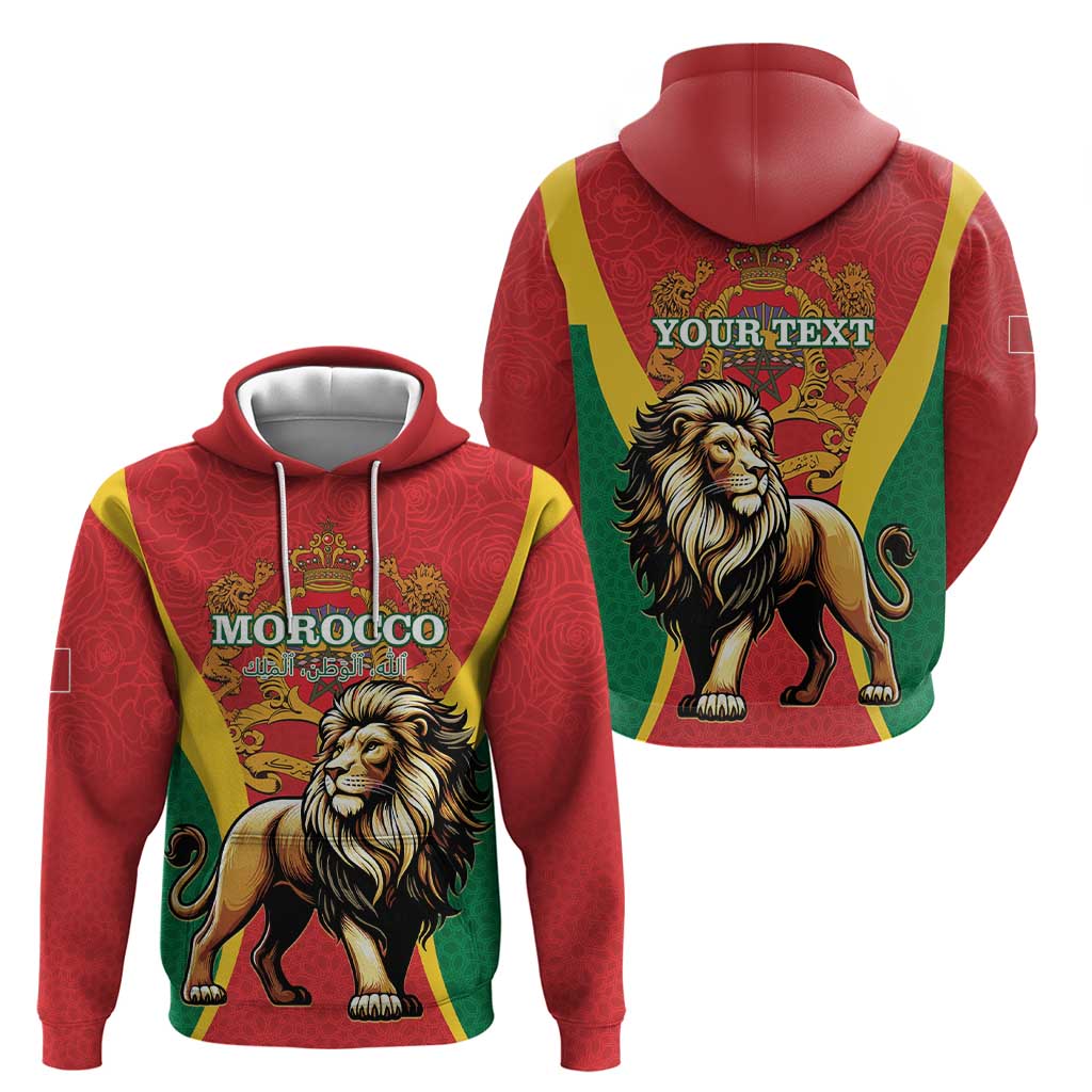 Personalised Morocco Proclamation Day Hoodie Barbary Lion Mix Islamic Pattern LT15