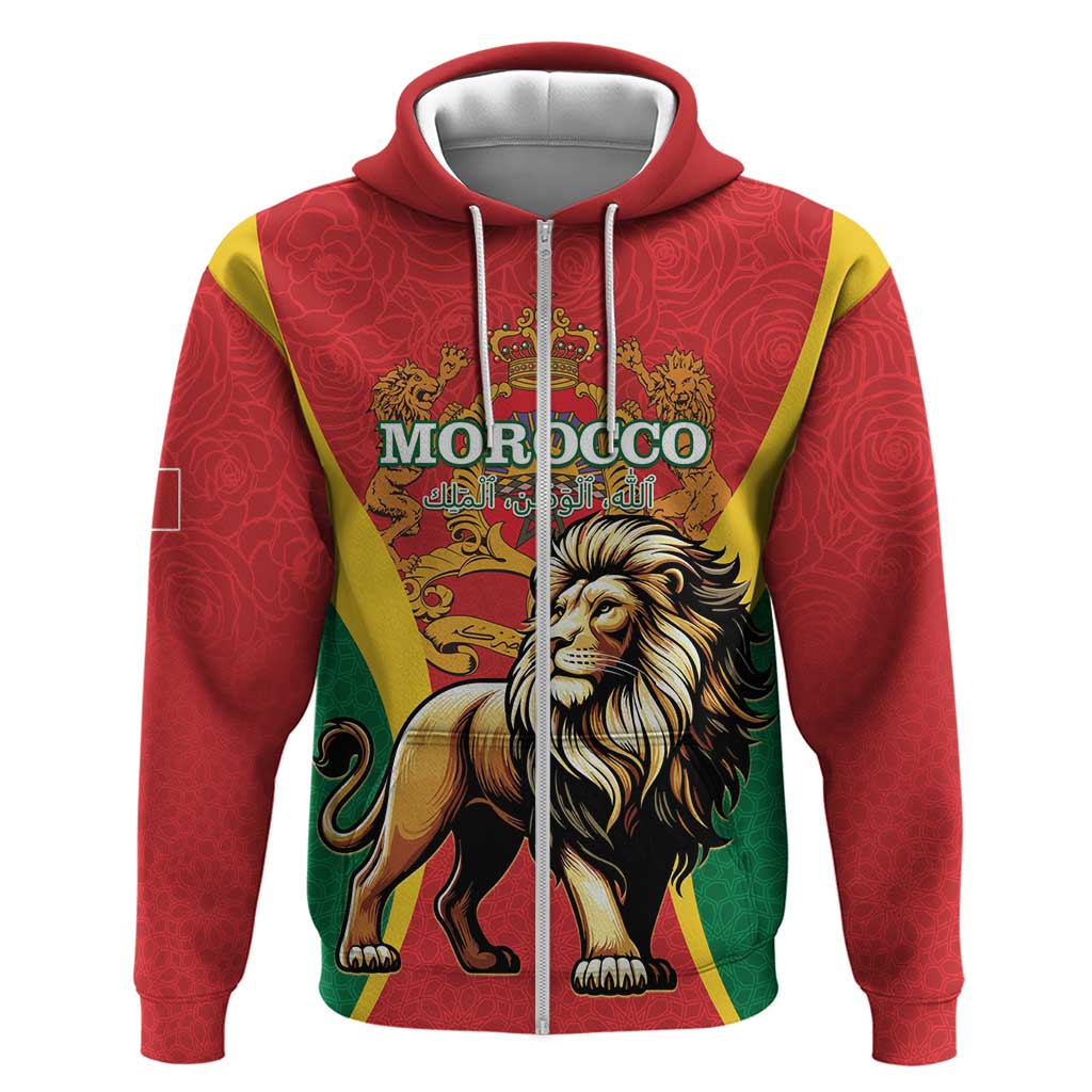 Personalised Morocco Proclamation Day Hoodie Barbary Lion Mix Islamic Pattern LT15