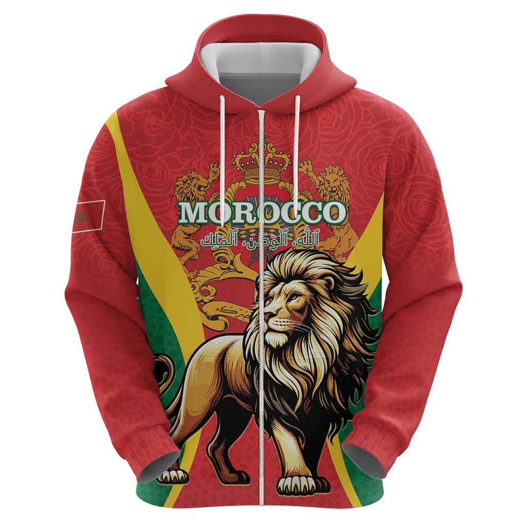 Personalised Morocco Proclamation Day Hoodie Barbary Lion Mix Islamic Pattern LT15