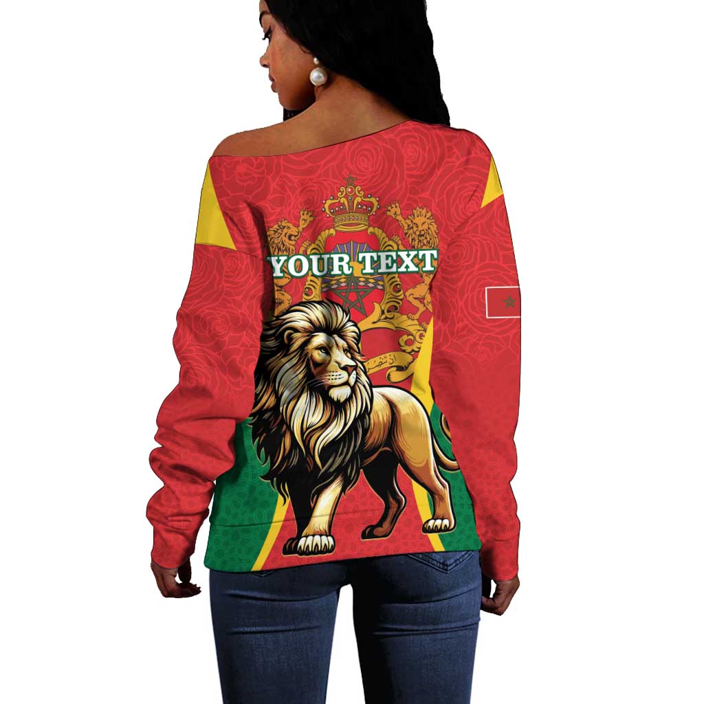 Personalised Morocco Off Shoulder Sweater Barbary Lion - Proclamation Day LT15