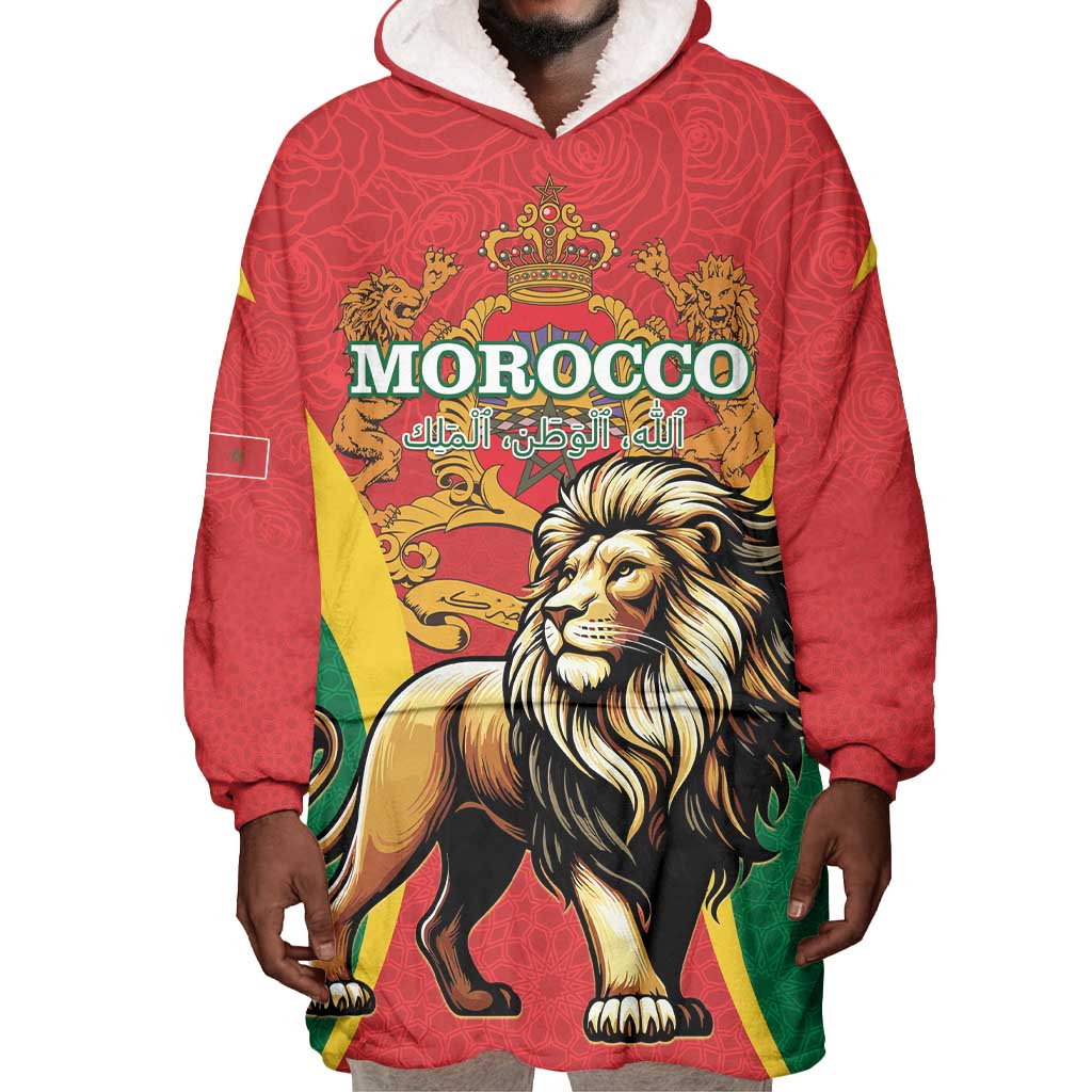 Personalised Morocco Wearable Blanket Hoodie Barbary Lion - Proclamation Day LT15