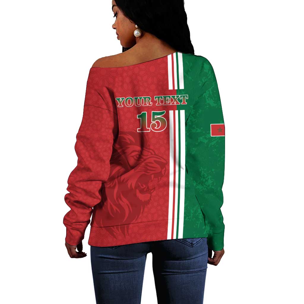 Custom Afro Morocco Football Off Shoulder Sweater With Islamic Pattern LT15