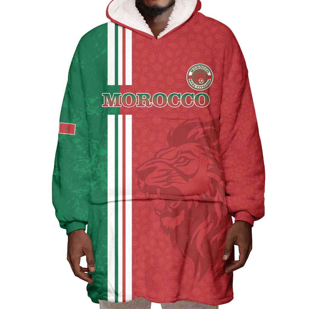 Custom Afro Morocco Football Wearable Blanket Hoodie With Islamic Pattern LT15
