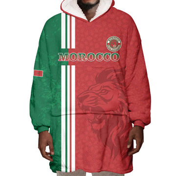 Custom Afro Morocco Football Wearable Blanket Hoodie With Islamic Pattern LT15