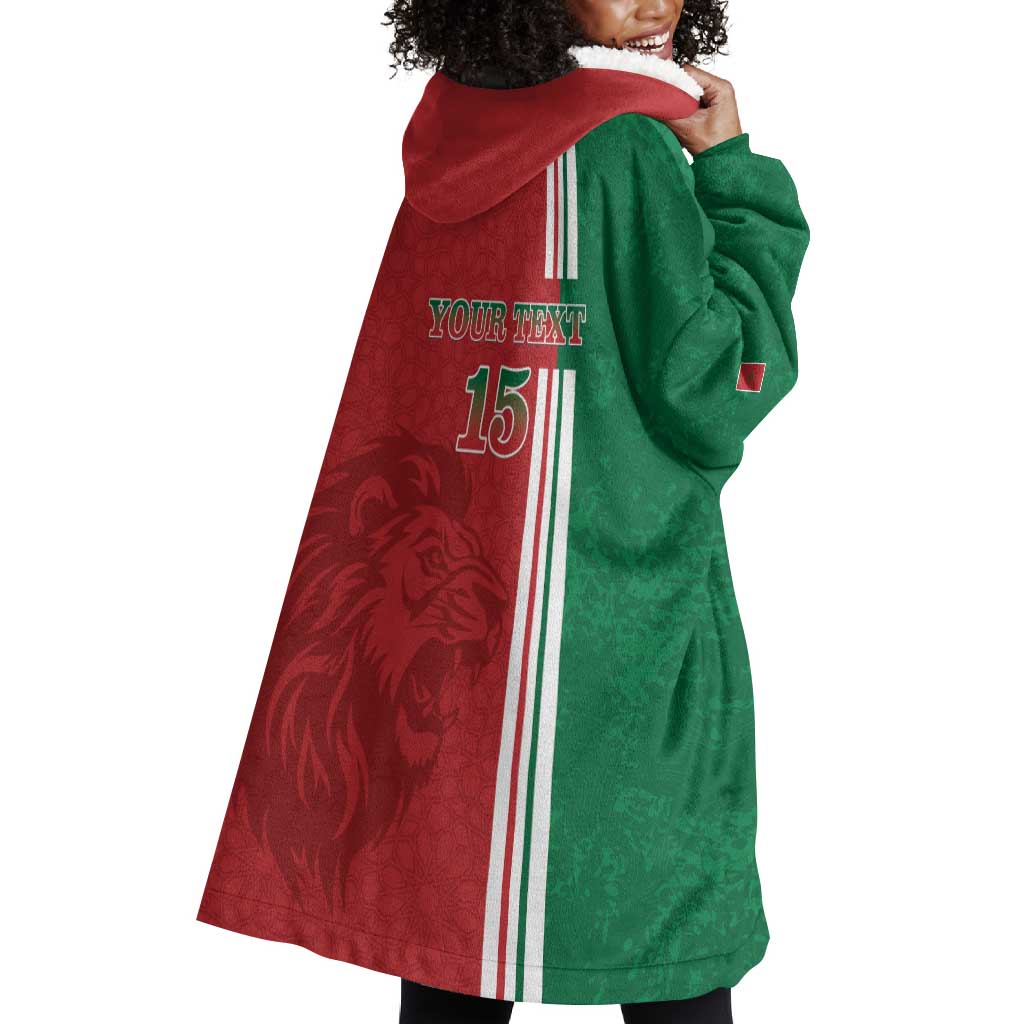 Custom Afro Morocco Football Wearable Blanket Hoodie With Islamic Pattern LT15