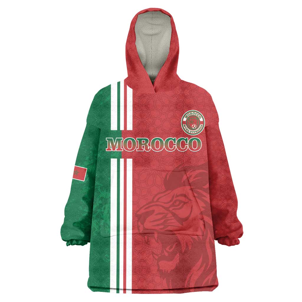 Custom Afro Morocco Football Wearable Blanket Hoodie With Islamic Pattern LT15