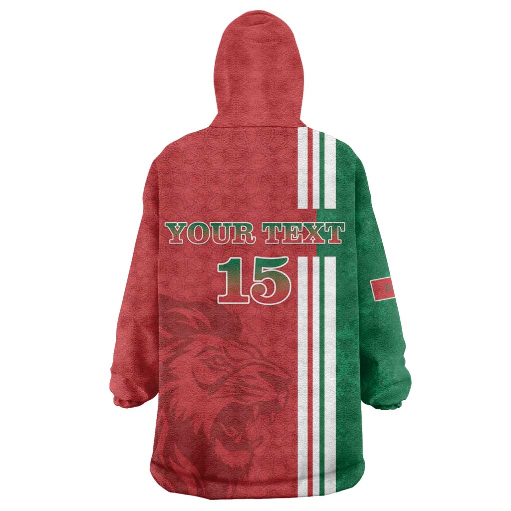 Custom Afro Morocco Football Wearable Blanket Hoodie With Islamic Pattern LT15