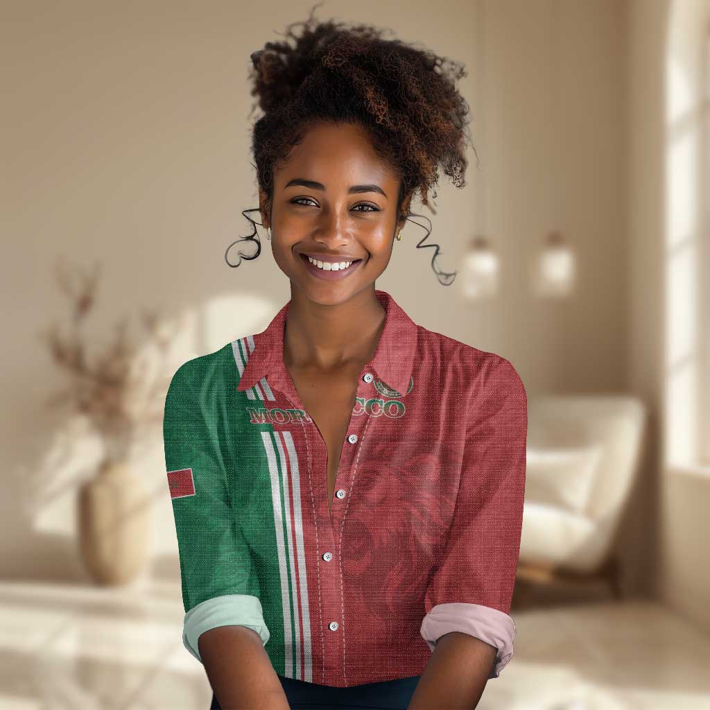Custom Afro Morocco Football Women Casual Shirt With Islamic Pattern LT15