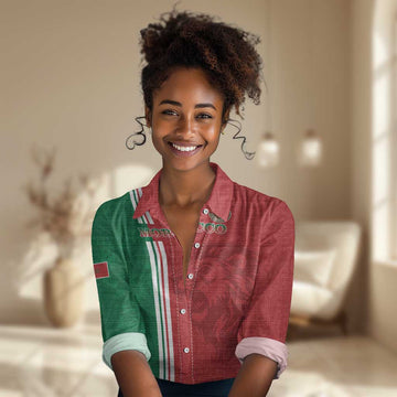 Custom Afro Morocco Football Women Casual Shirt With Islamic Pattern LT15