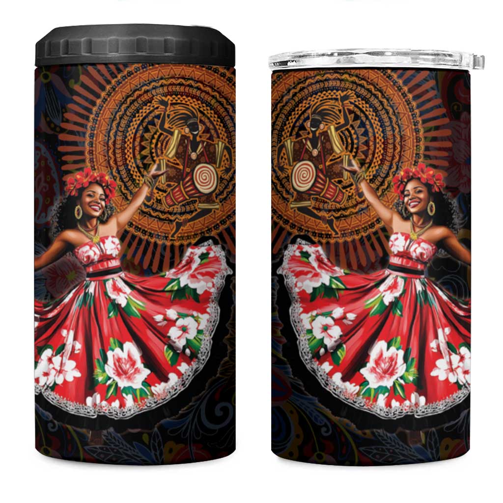 Ladies Sega Dance 4 in 1 Can Cooler Tumbler Paisley Mix African Pattern LT15