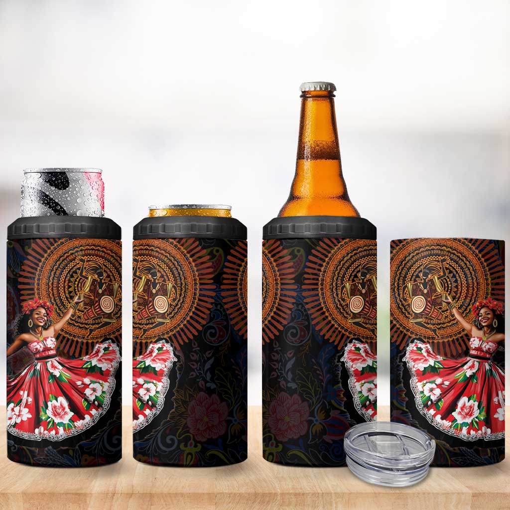 Ladies Sega Dance 4 in 1 Can Cooler Tumbler Paisley Mix African Pattern LT15