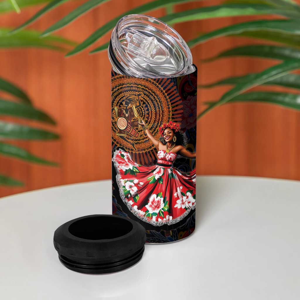 Ladies Sega Dance 4 in 1 Can Cooler Tumbler Paisley Mix African Pattern LT15