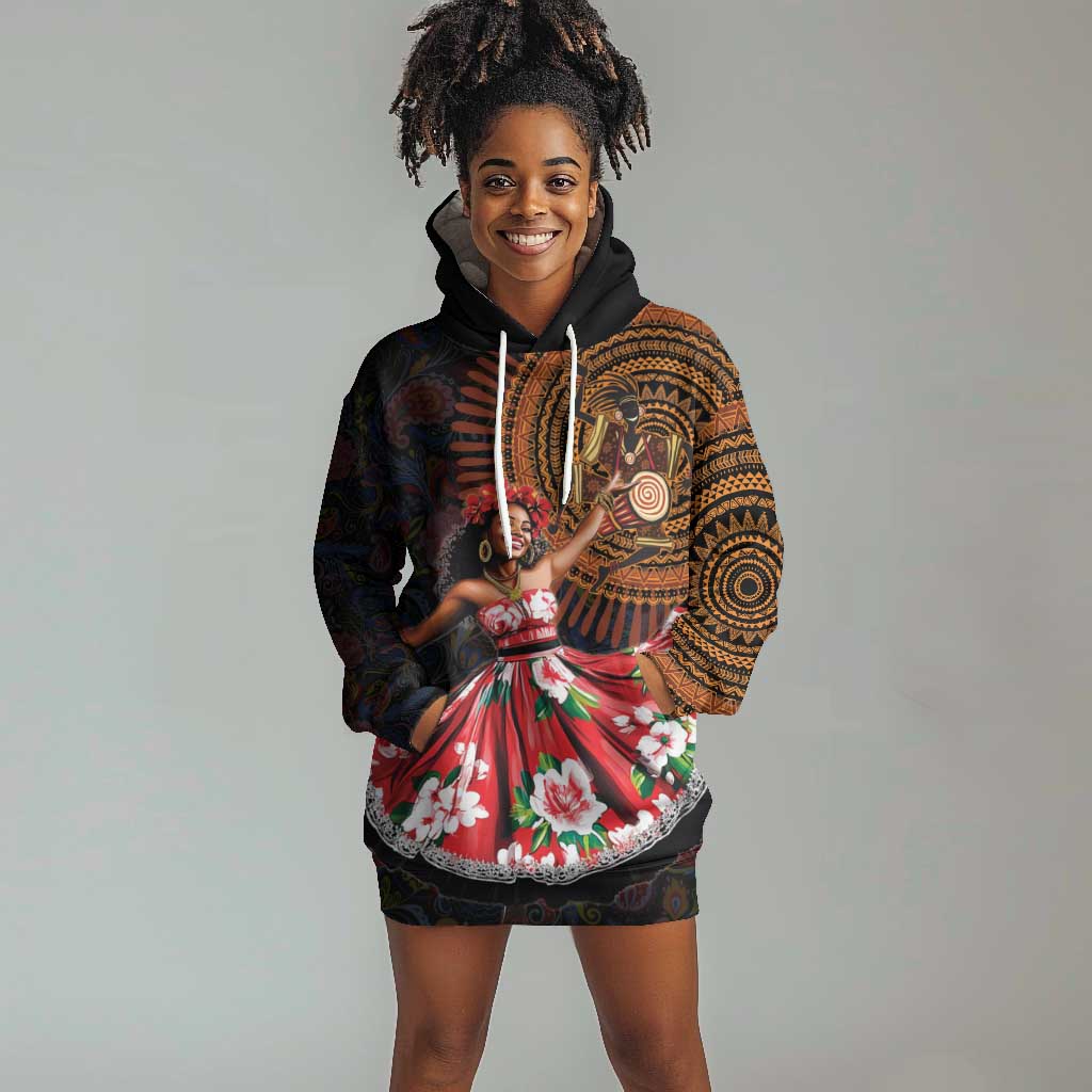 Ladies Sega Dance Hoodie Dress Paisley Mix African Pattern LT15