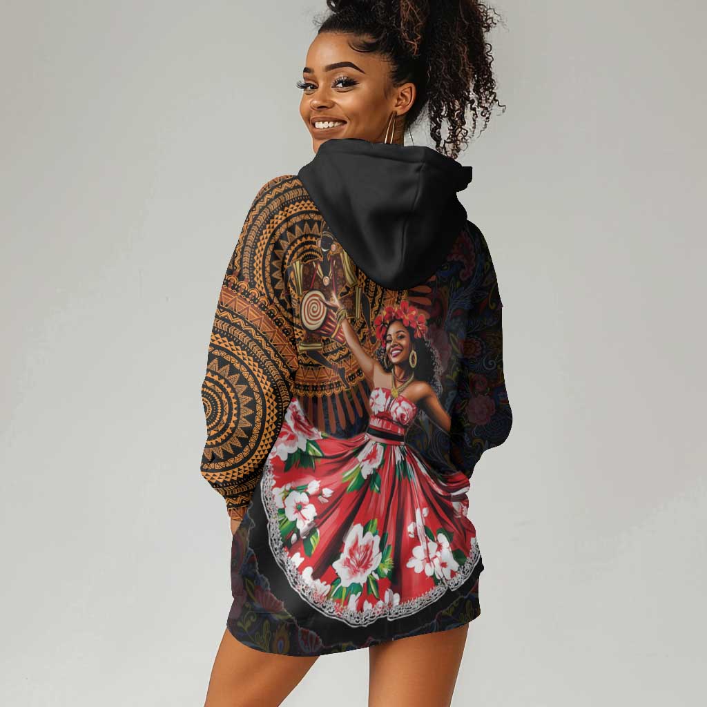 Ladies Sega Dance Hoodie Dress Paisley Mix African Pattern LT15