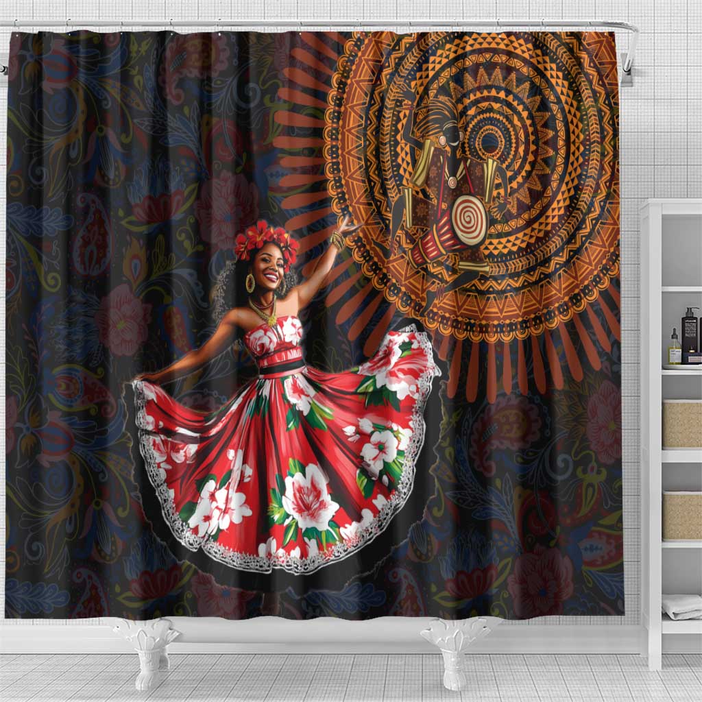 Sega Traditional Dance Shower Curtain Paisley Mix African Pattern LT15