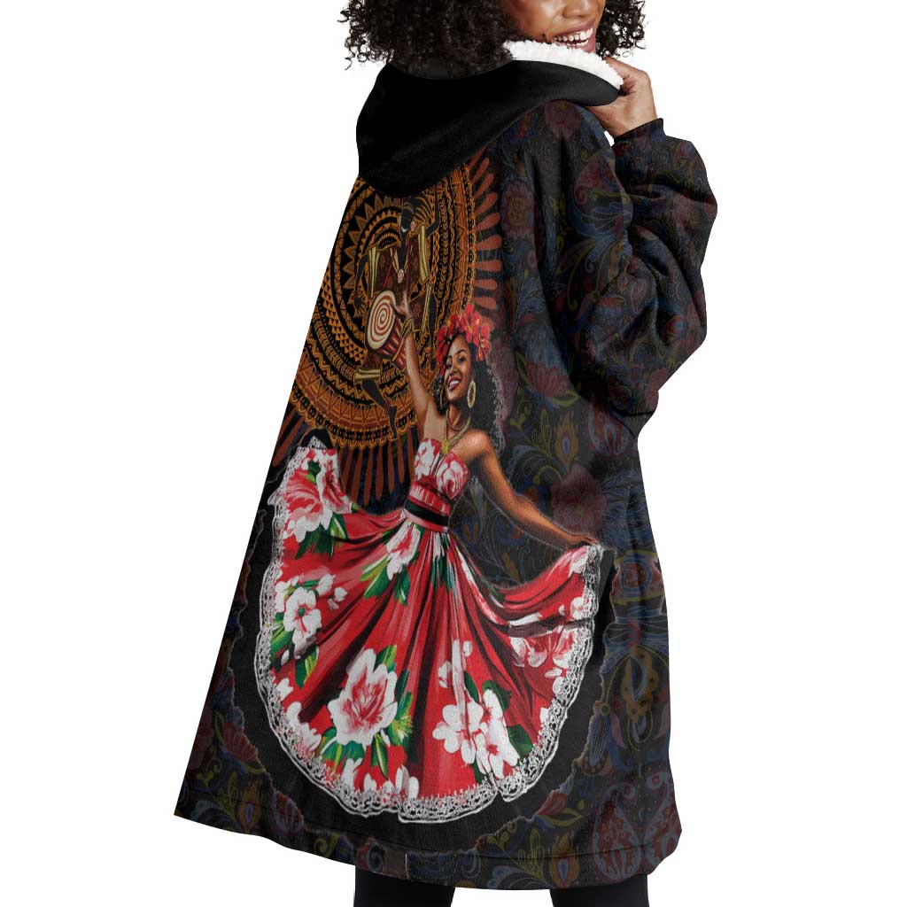 Ladies Sega Dance Wearable Blanket Hoodie Paisley Mix African Pattern LT15