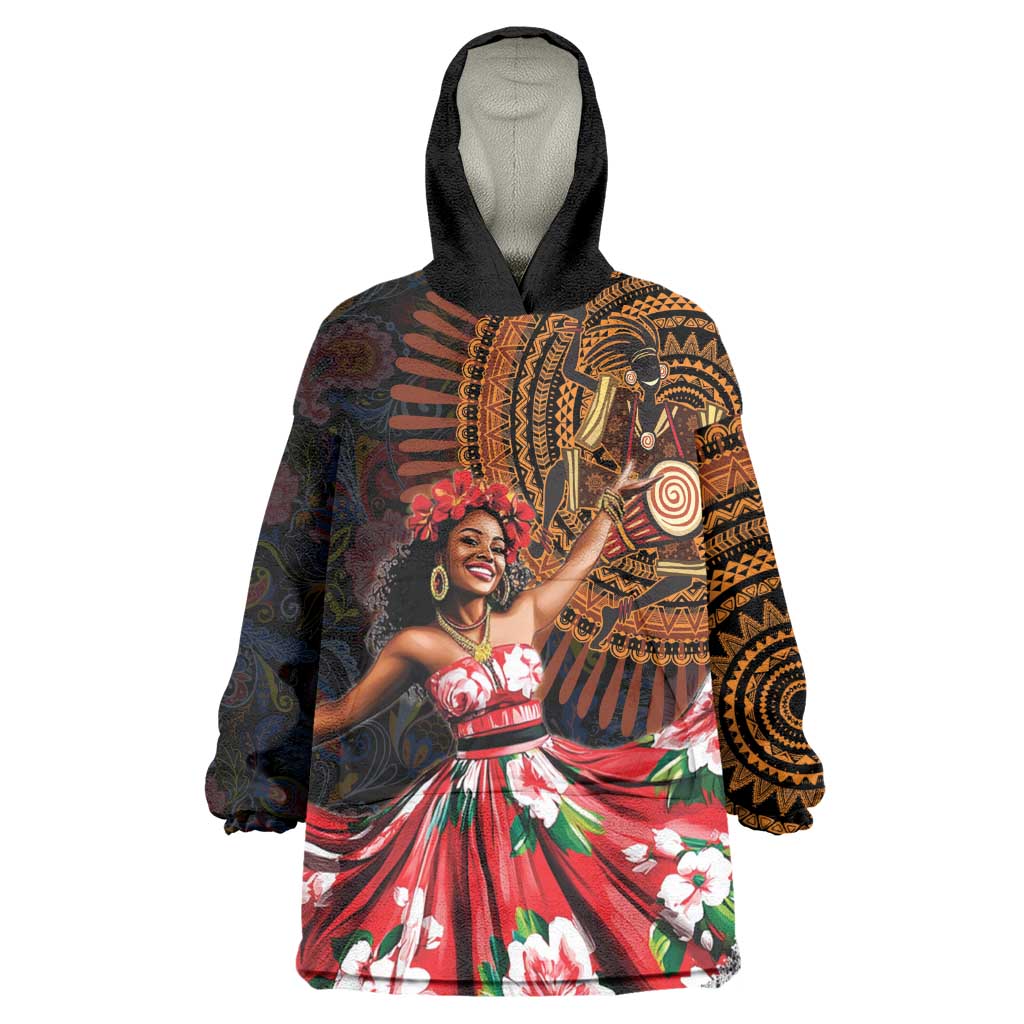 Ladies Sega Dance Wearable Blanket Hoodie Paisley Mix African Pattern LT15