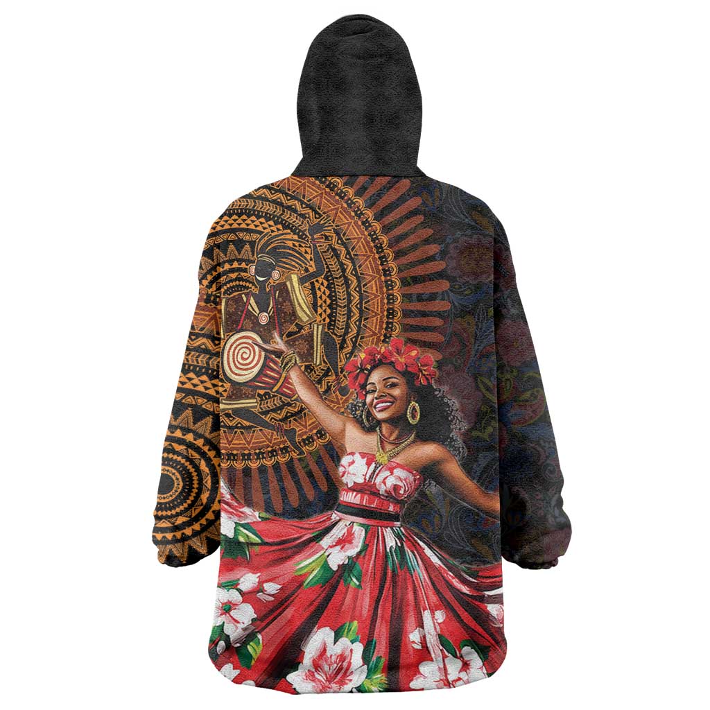 Ladies Sega Dance Wearable Blanket Hoodie Paisley Mix African Pattern LT15
