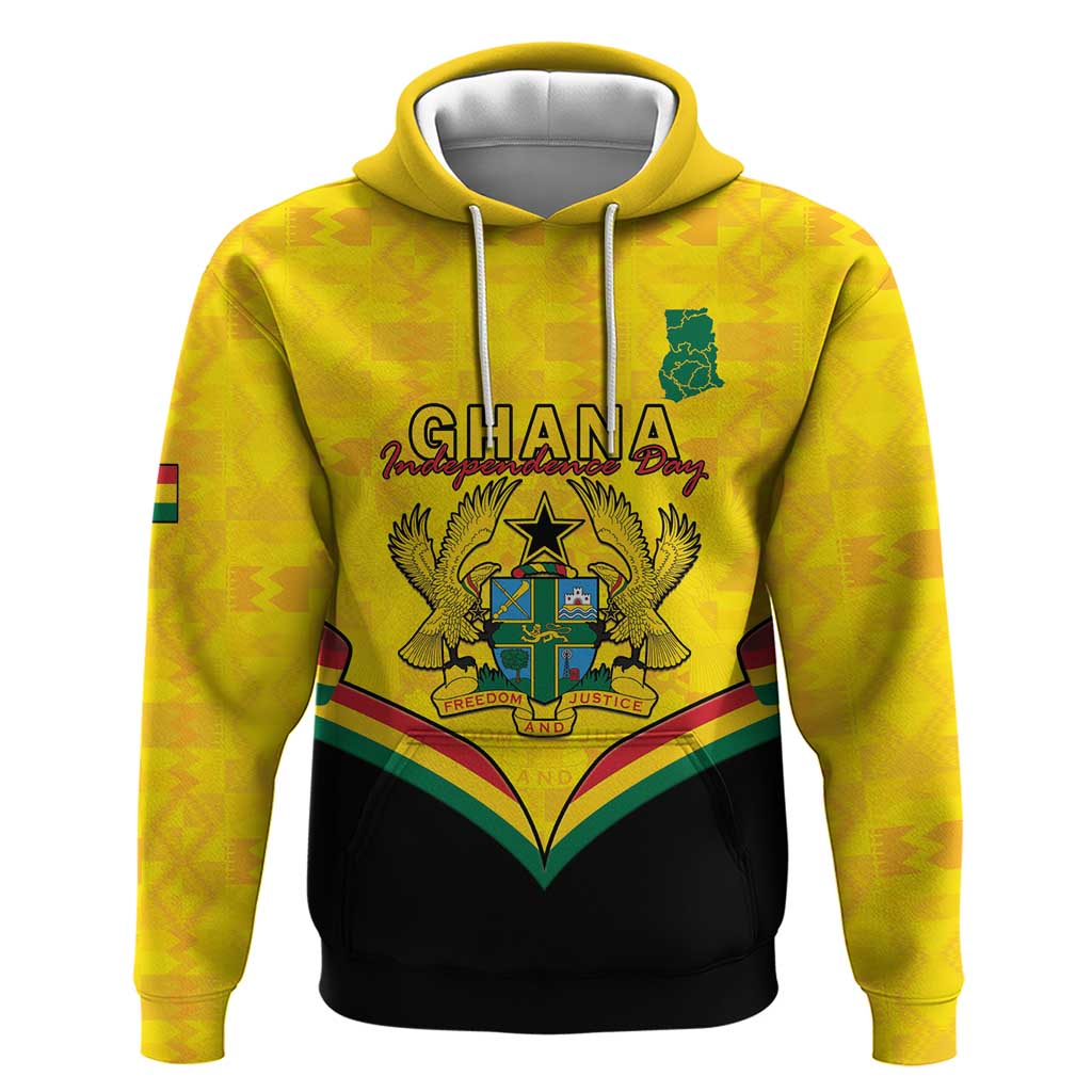 Personalised Ghana Independence Day Hoodie Coat Of Arms With Kente Pattern LT15