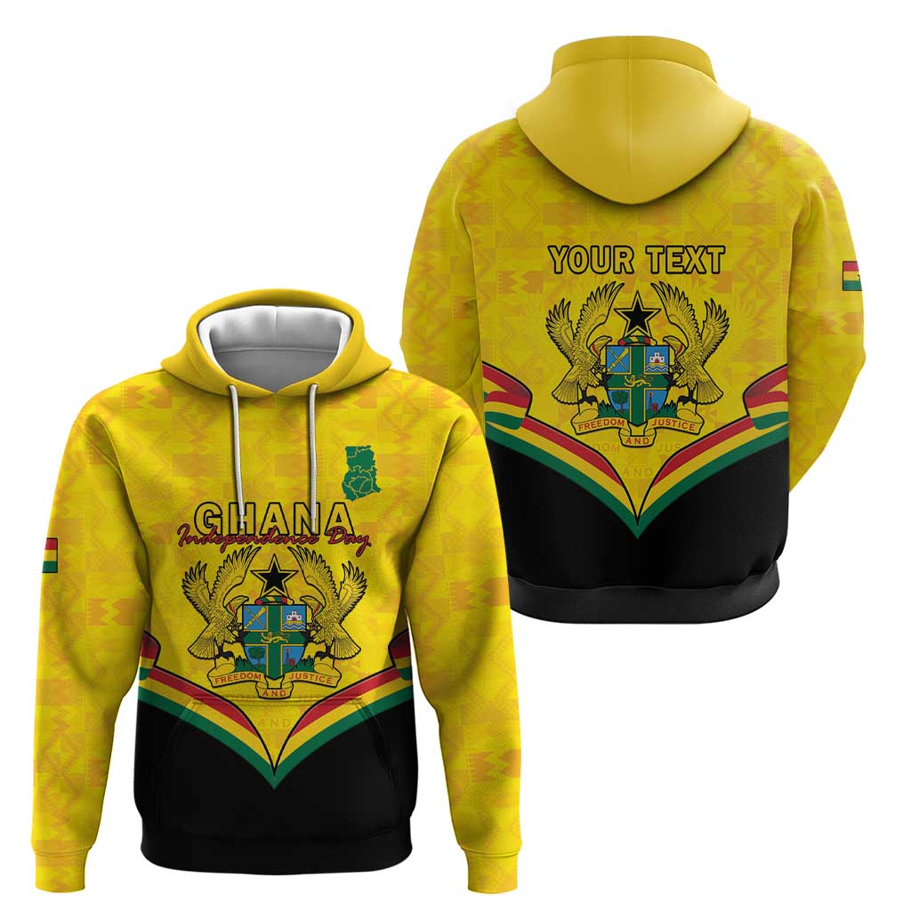 Personalised Ghana Independence Day Hoodie Coat Of Arms With Kente Pattern LT15