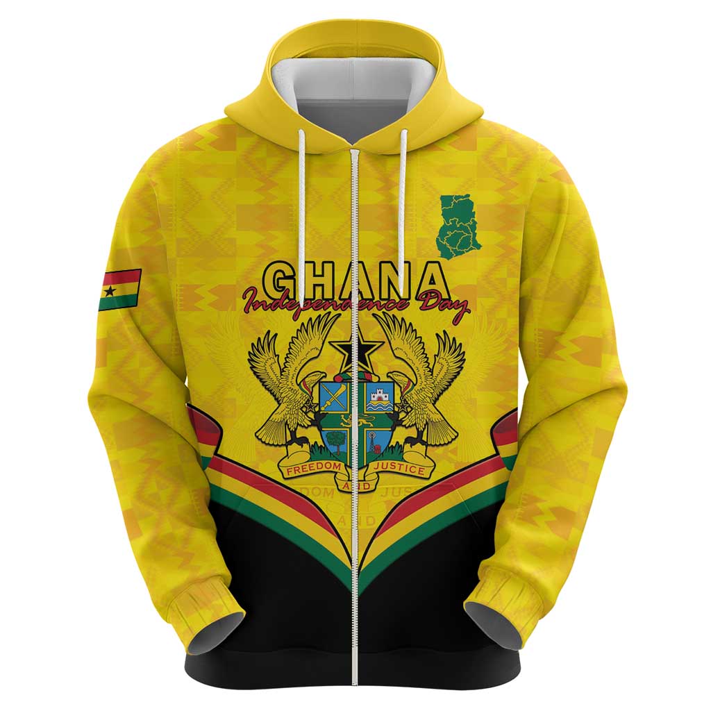 Personalised Ghana Independence Day Hoodie Coat Of Arms With Kente Pattern LT15
