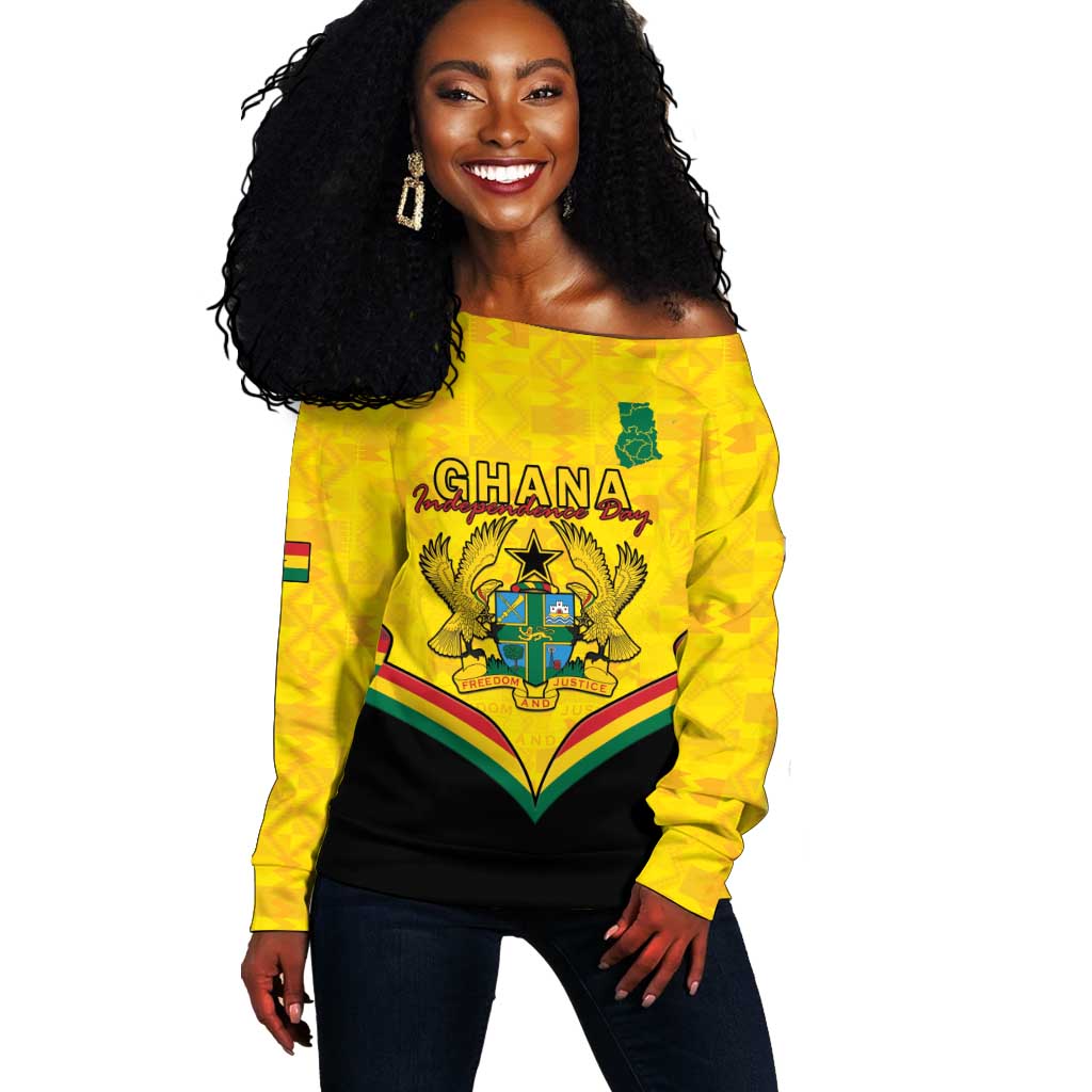 Personalised Afro Ghana Off Shoulder Sweater 68th Anniversary Independence LT15