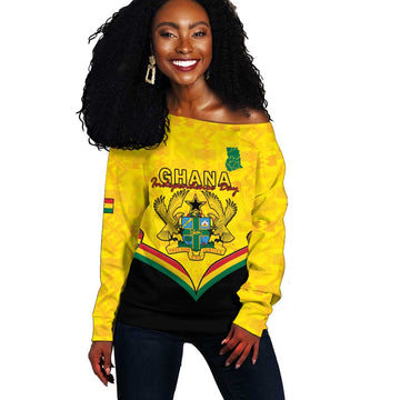 Personalised Afro Ghana Off Shoulder Sweater 68th Anniversary Independence LT15