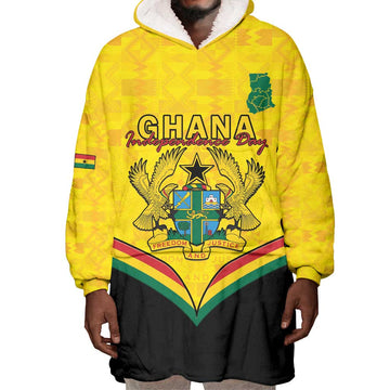 Personalised Afro Ghana Wearable Blanket Hoodie 68th Anniversary Independence LT15