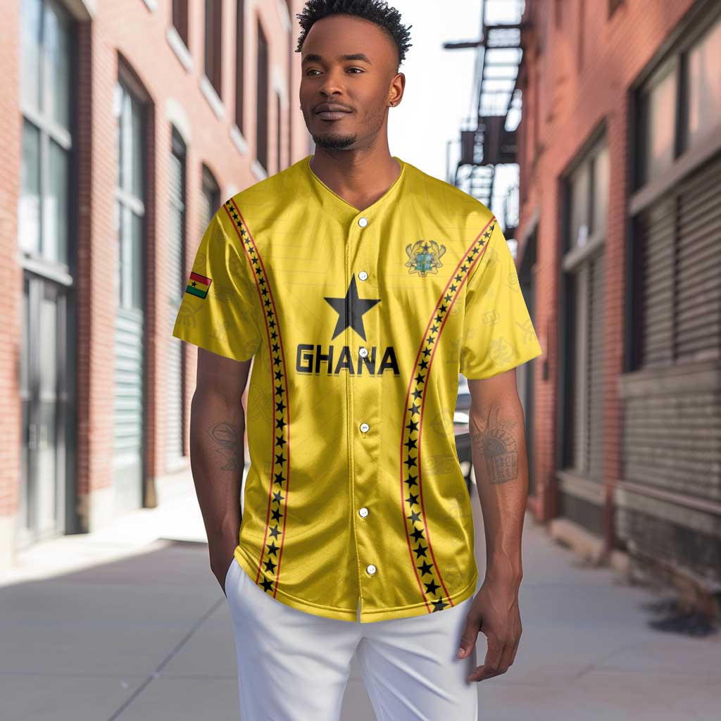 Custom Ghana Football Baseball Jersey Mix Adinkra Pattern LT15