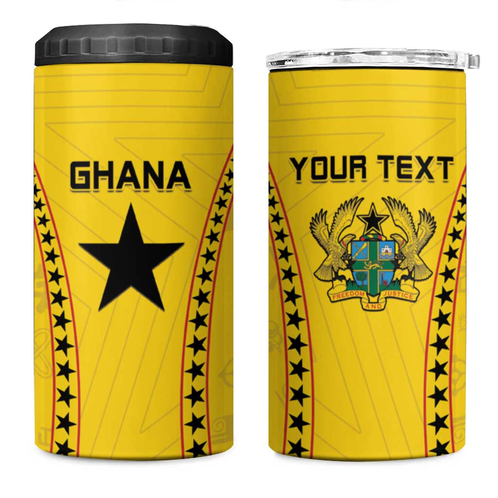 Custom Ghana Football 4 in 1 Can Cooler Tumbler Mix Adinkra Pattern LT15