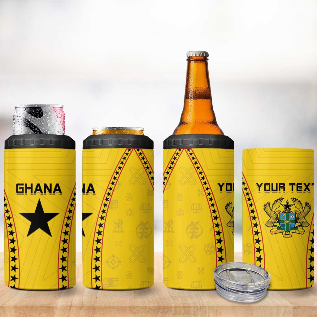 Custom Ghana Football 4 in 1 Can Cooler Tumbler Mix Adinkra Pattern LT15