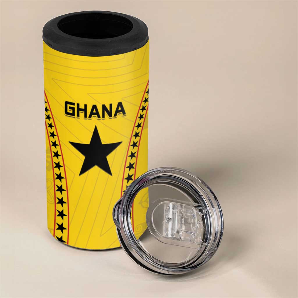 Custom Ghana Football 4 in 1 Can Cooler Tumbler Mix Adinkra Pattern LT15