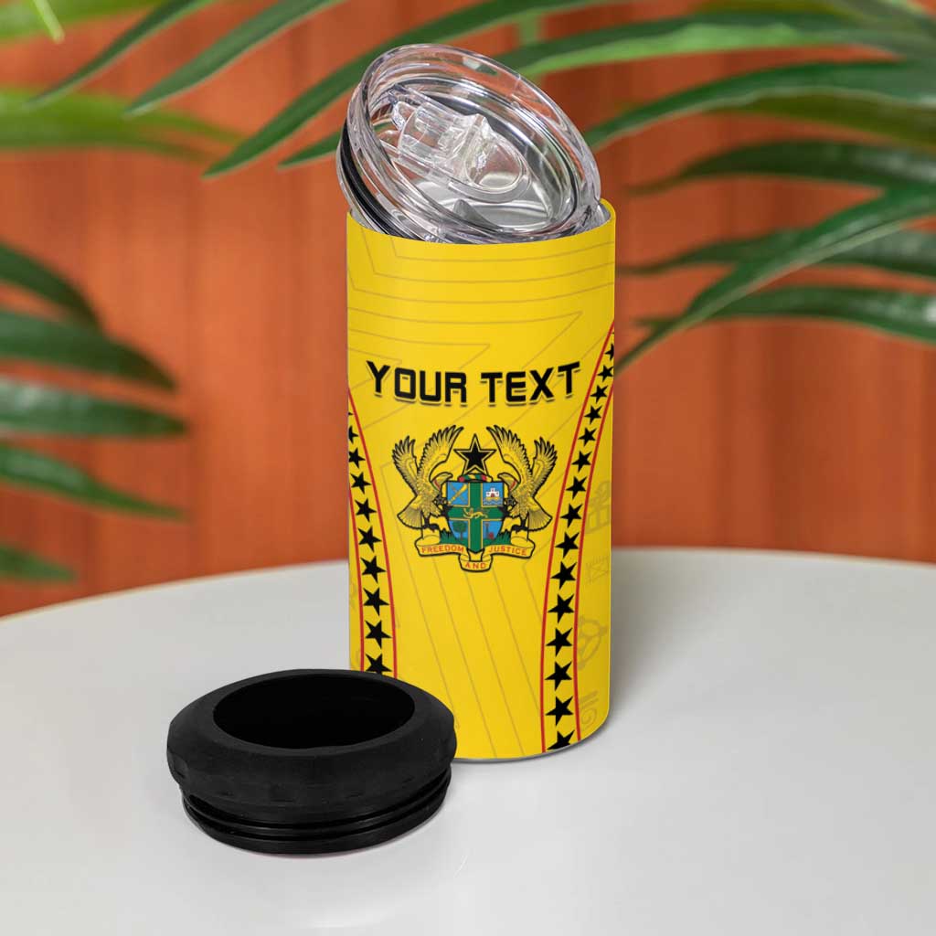 Custom Ghana Football 4 in 1 Can Cooler Tumbler Mix Adinkra Pattern LT15