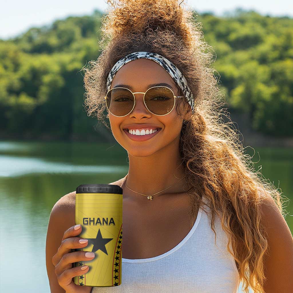 Custom Ghana Football 4 in 1 Can Cooler Tumbler Mix Adinkra Pattern LT15