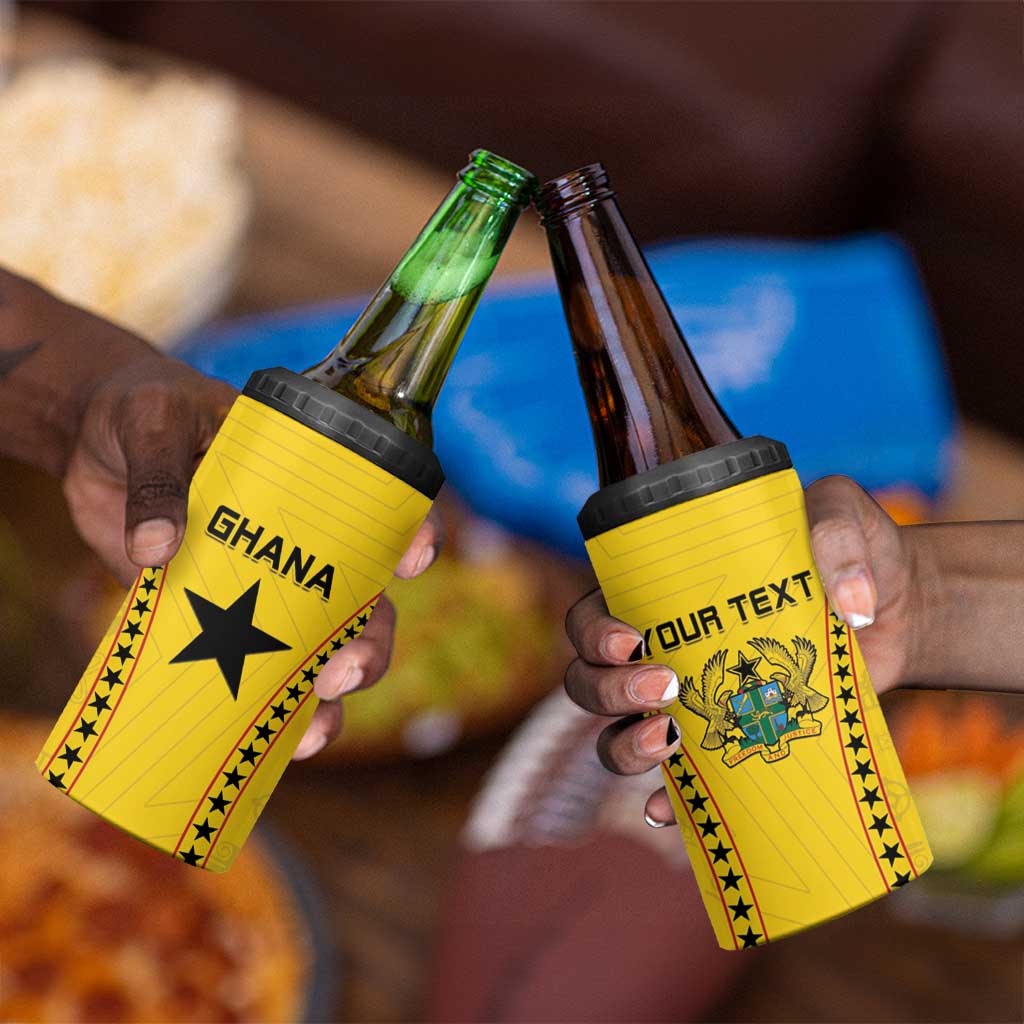 Custom Ghana Football 4 in 1 Can Cooler Tumbler Mix Adinkra Pattern LT15