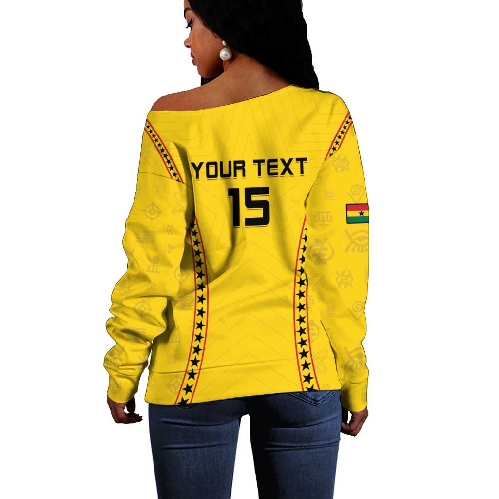 Custom Ghana Football Off Shoulder Sweater Mix Adinkra Pattern LT15