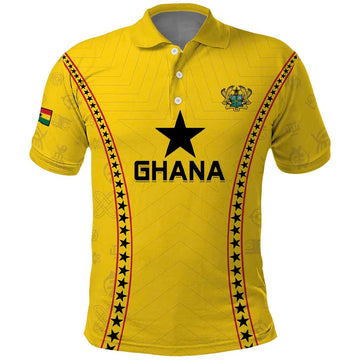 Custom Ghana Football Polo Shirt Go Black Stars LT15