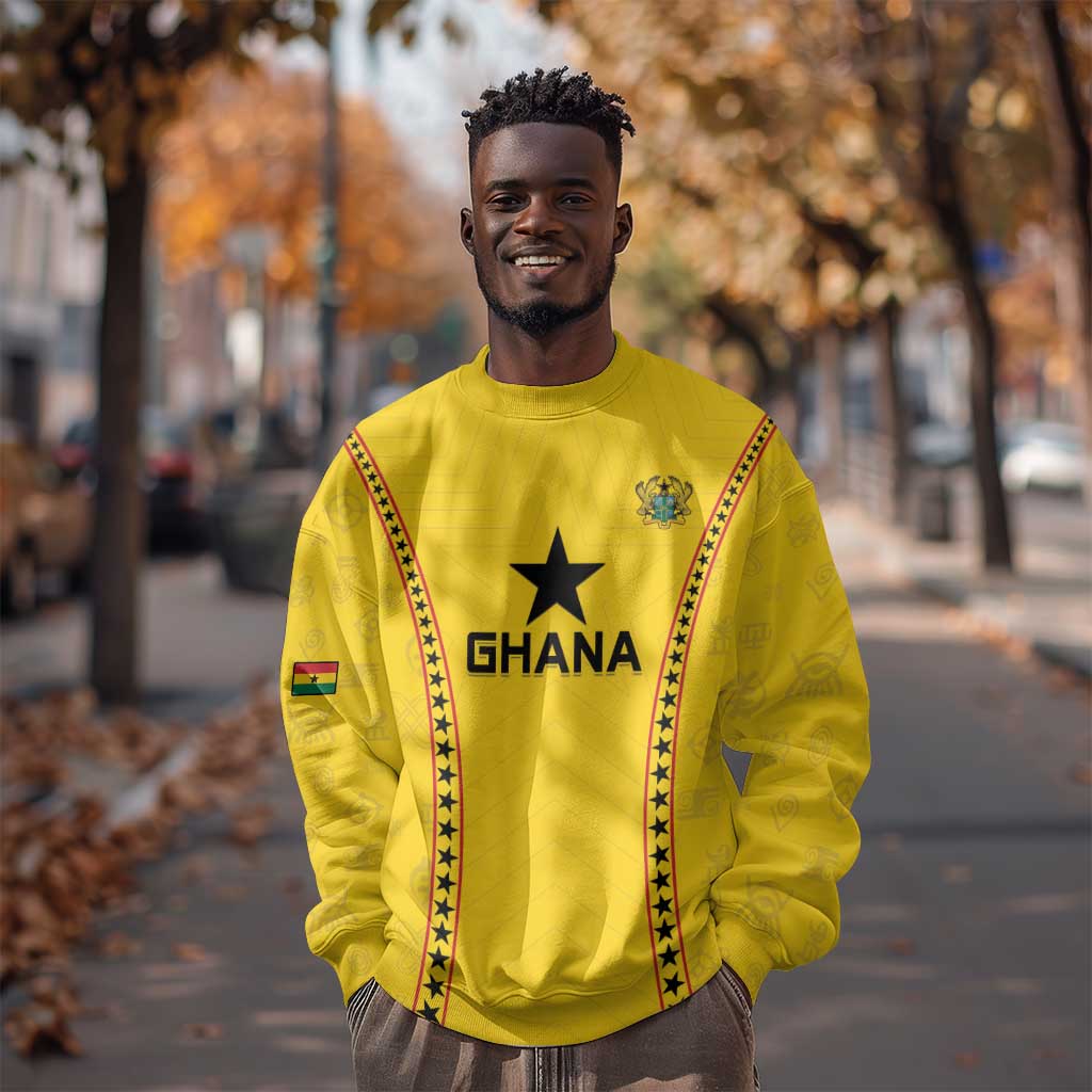 Custom Ghana Football Sweatshirt Mix Adinkra Pattern LT15