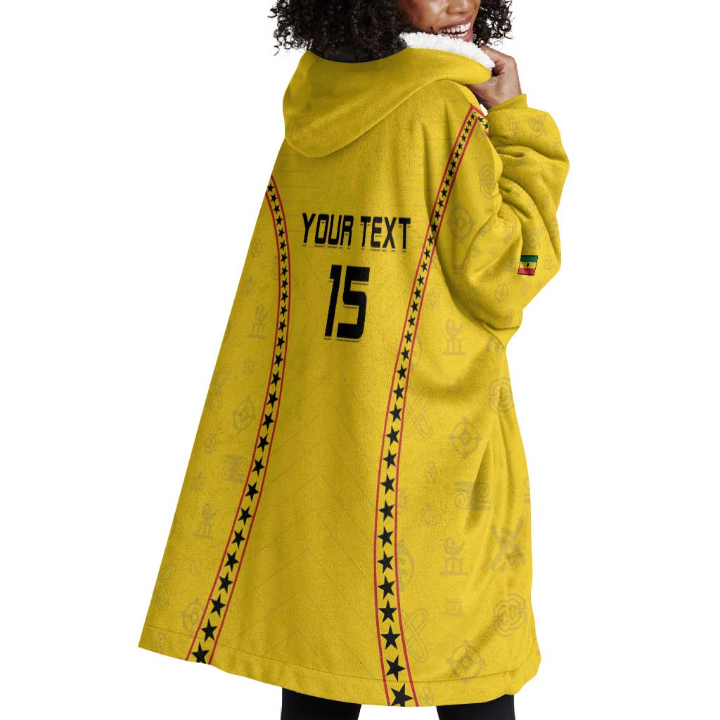 Custom Ghana Football Wearable Blanket Hoodie Mix Adinkra Pattern LT15