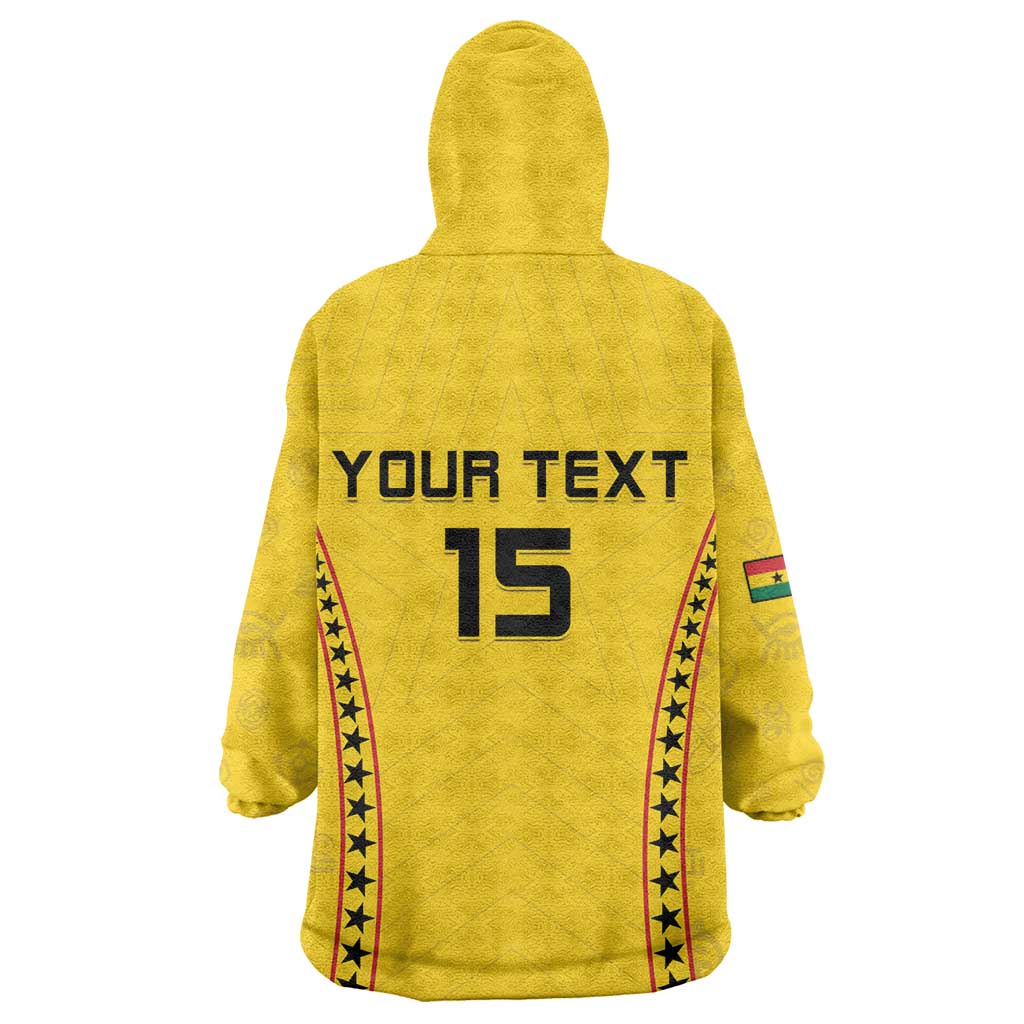 Custom Ghana Football Wearable Blanket Hoodie Mix Adinkra Pattern LT15