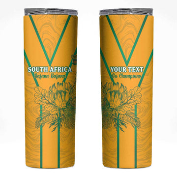 Custom Afro South Africa Soccer Skinny Tumbler Go Champions LT15