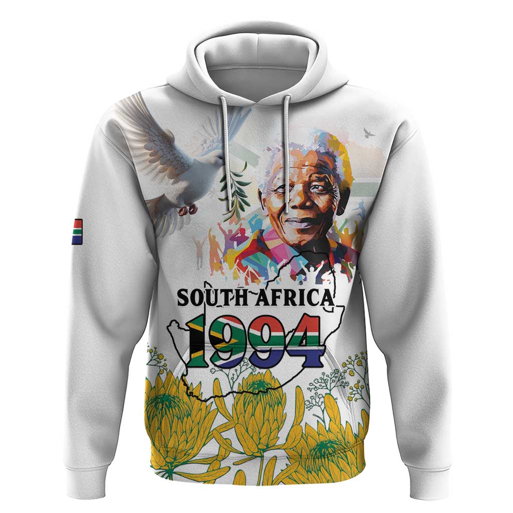 Happy South Africa Freedom Day Hoodie Nelson Mandela With Protea LT15