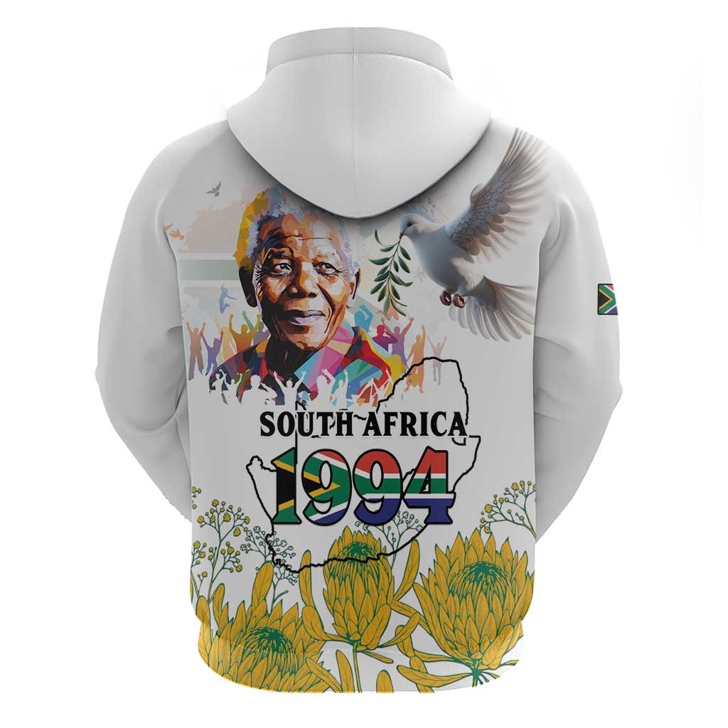 Happy South Africa Freedom Day Hoodie Nelson Mandela With Protea LT15