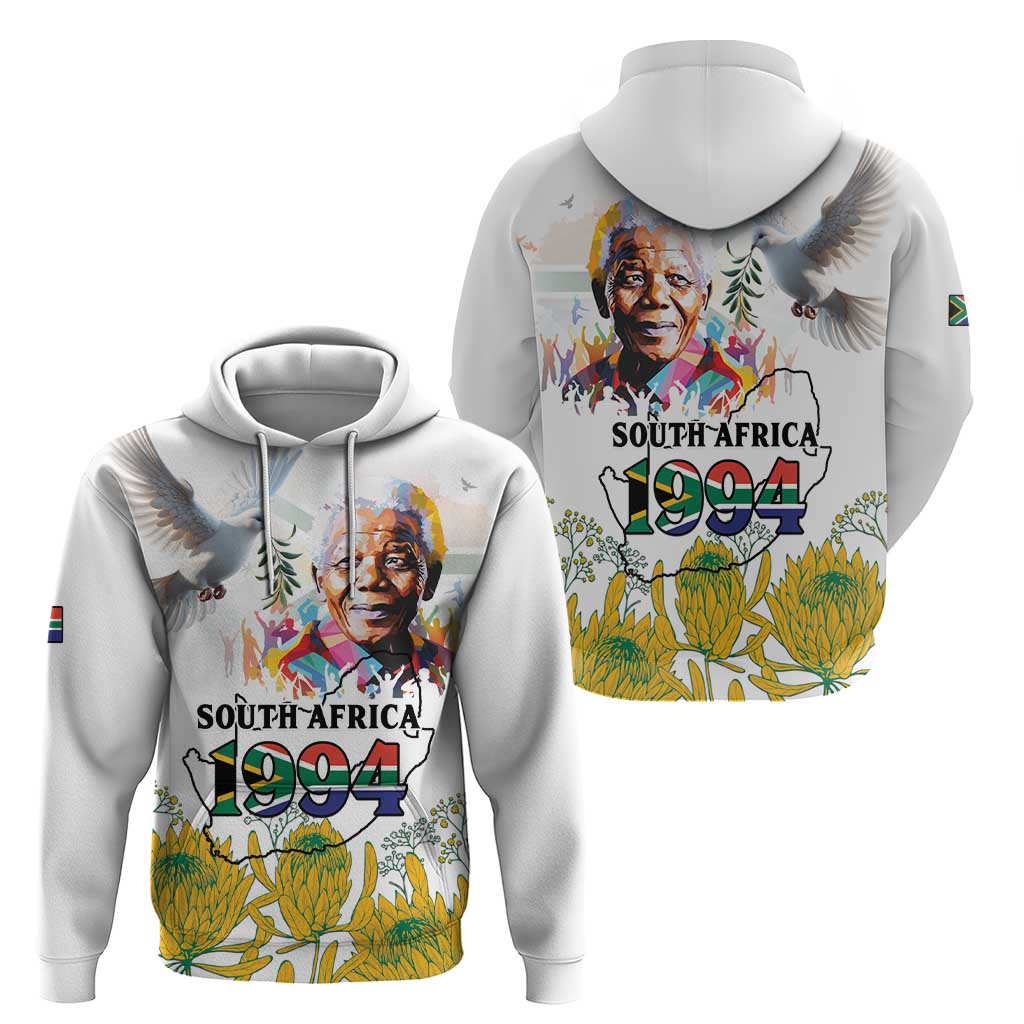Happy South Africa Freedom Day Hoodie Nelson Mandela With Protea LT15