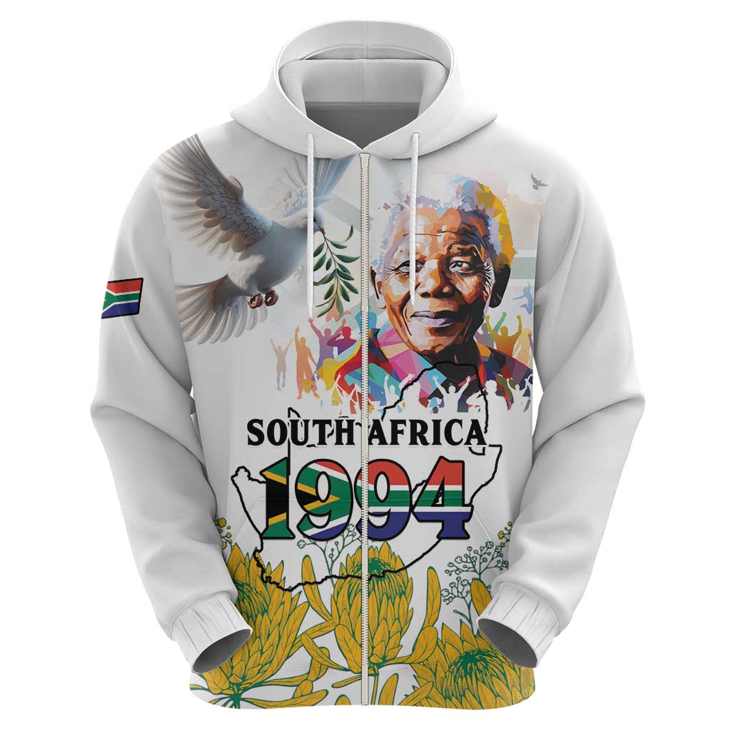 Happy South Africa Freedom Day Hoodie Nelson Mandela With Protea LT15