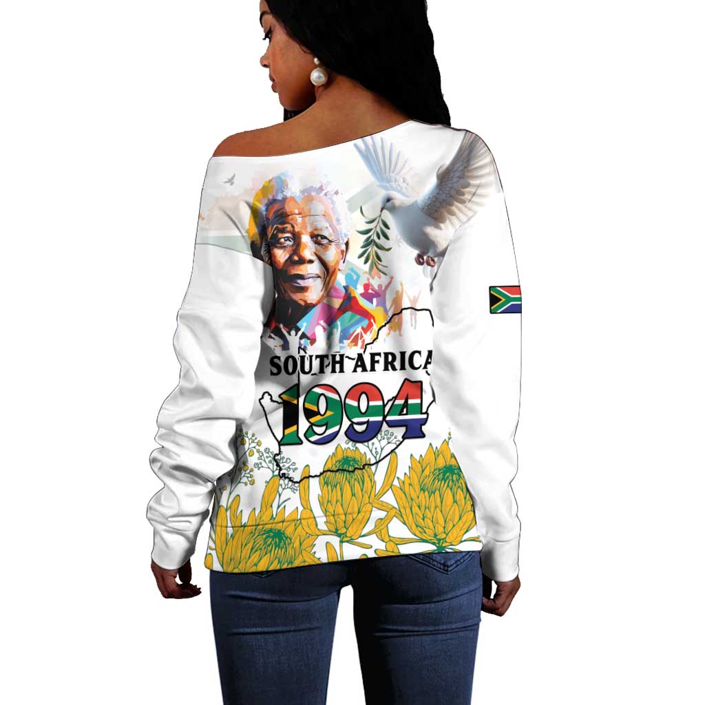 Afro South Africa Freedom Day Off Shoulder Sweater Nelson Mandela LT15